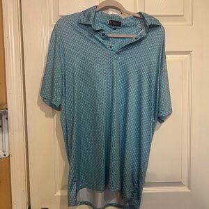 Men's Light Blue Geometric Polo Shirt